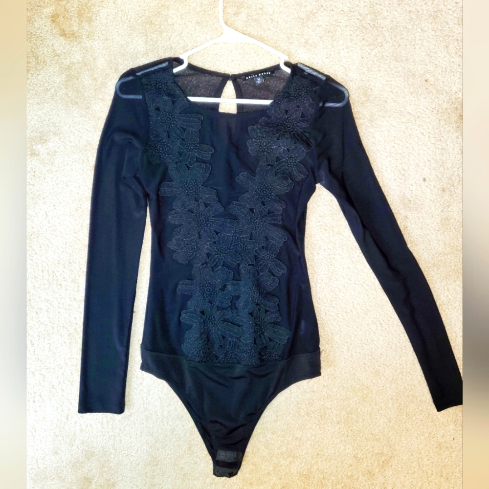Black flower bodysuit
